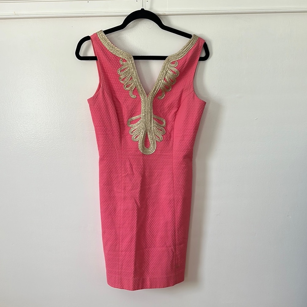Lilly Pulitzer Pink Backless Dress with Gold Accents - SIZE 2